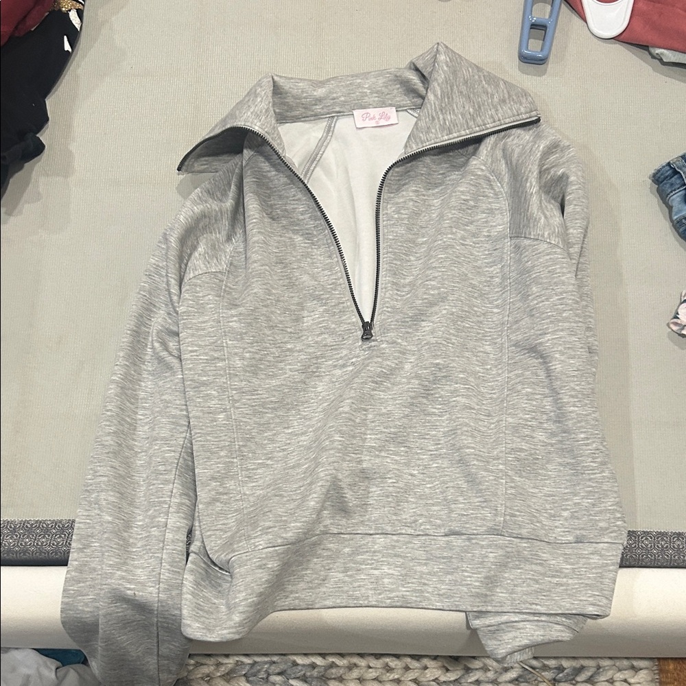 Pink Lily Heather Gray Pullover